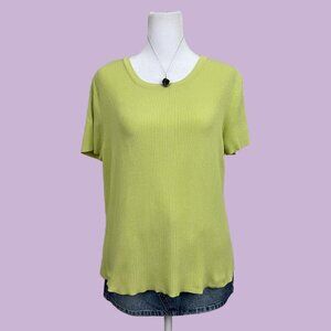 neon lime green ribbed vintage 90s essential basic tshirt elevated basic